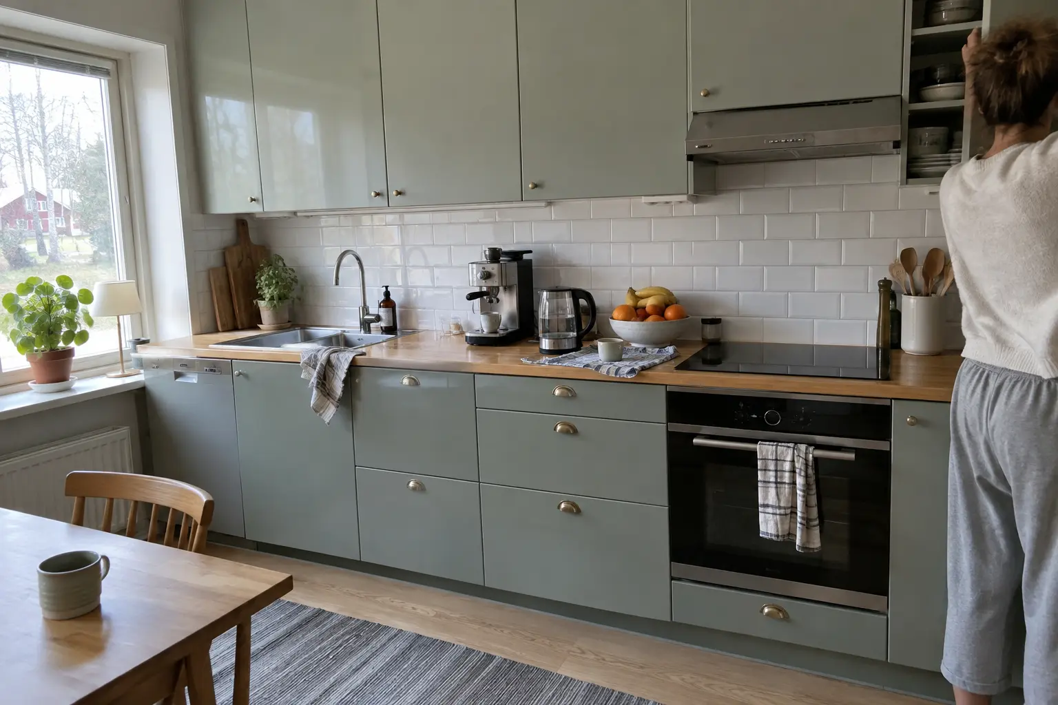 Espressomaskin på köksbänken i morgonljus, del av testet bästa espressomaskinen för hemmet